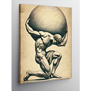Kanvas Tablo Atlas Ve Dünya Heykeli 50x70 cm