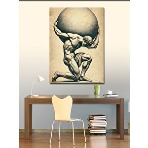 Kanvas Tablo Atlas Ve Dünya Heykeli 50x70 cm