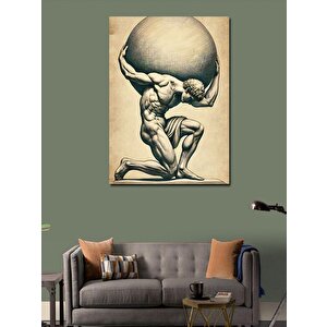 Kanvas Tablo Atlas Ve Dünya Heykeli 50x70 cm