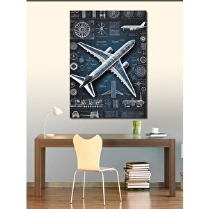 Kanvas Tablo Uçak Planı Ve Teknik Çizimler 100x140 cm