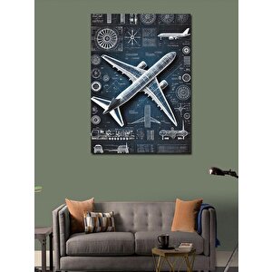 Kanvas Tablo Uçak Planı Ve Teknik Çizimler 100x140 cm