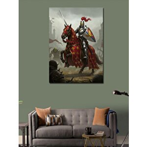 Kanvas Tablo Şövalye Ve Kırmızı At 70x100 cm