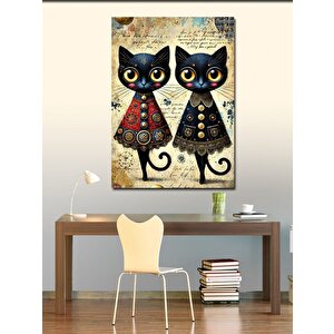Kanvas Tablo Eşsiz Kedi Çifti 70x100 cm