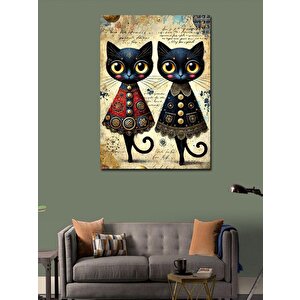 Kanvas Tablo Eşsiz Kedi Çifti 70x100 cm