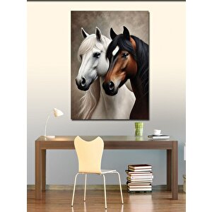 Kanvas Tablo İki Atın Zarif Portresi 50x70 cm