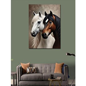 Kanvas Tablo İki Atın Zarif Portresi 50x70 cm
