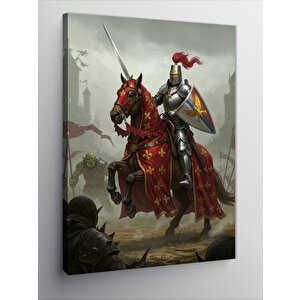 Kanvas Tablo Şövalye Ve Kırmızı At 100x140 cm