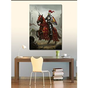 Kanvas Tablo Şövalye Ve Kırmızı At 100x140 cm