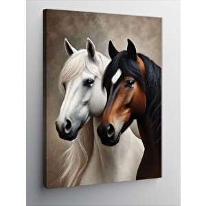 Kanvas Tablo İki Atın Zarif Portresi 70x100 cm