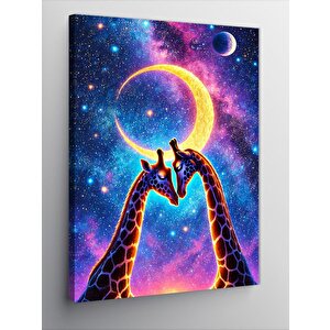 Kanvas Tablo Galaksi Ve Zürafa Figürü 50x70 cm