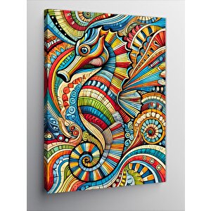 Kanvas Tablo Renkli Soyut Deniz Atı 70x100 cm