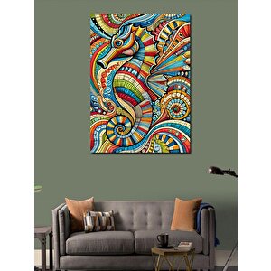 Kanvas Tablo Renkli Soyut Deniz Atı 100x140 cm