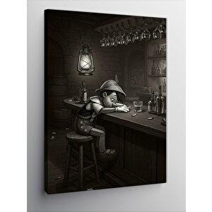Kanvas Tablo Bar Atmosferinde Pinokyo 70x100 cm