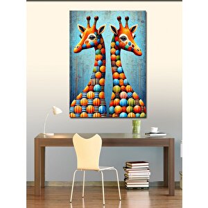 Kanvas Tablo Renkli Zürafa Çifti 70x100 cm