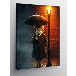 Kanvas Tablo Yağmur Altında Kedi 100x140 cm