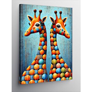 Kanvas Tablo Renkli Zürafa Çifti 100x140 cm