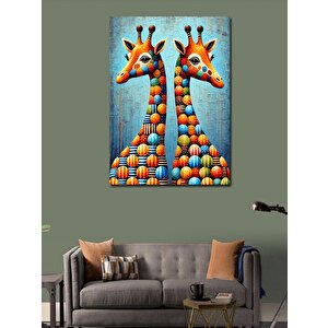 Kanvas Tablo Renkli Zürafa Çifti 100x140 cm