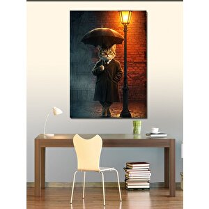Kanvas Tablo Yağmur Altında Kedi 70x100 cm