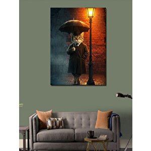 Kanvas Tablo Yağmur Altında Kedi 70x100 cm