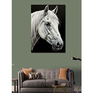 Kanvas Tablo Beyaz At Portresi 100x140 cm