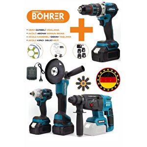 Alman 4'lü Set Akülü 13mm Akülü Kirici Deli̇ci̇ Hi̇lti̇, Darbeli̇ Vi̇dalama, Somun Sikma ,taşlama Maki̇nesi̇