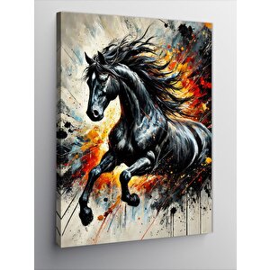Kanvas Tablo Koşan Siyah At 50x70 cm