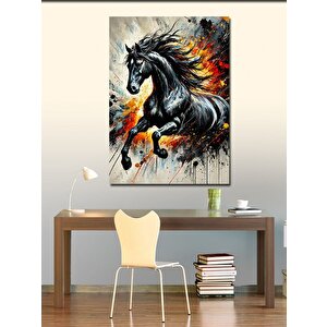 Kanvas Tablo Koşan Siyah At 100x140 cm