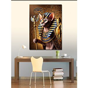 Kanvas Tablo Firavun Temalı Kedi 50x70 cm