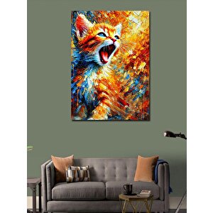 Kanvas Tablo Soyut Renkli Kedi 50x70 cm