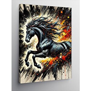 Kanvas Tablo Ateşli Siyah At 70x100 cm