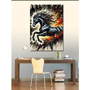 Kanvas Tablo Ateşli Siyah At 70x100 cm