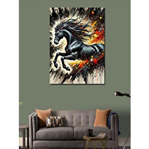 Kanvas Tablo Ateşli Siyah At 70x100 cm