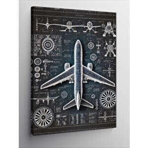 Kanvas Tablo Uçak Tasarım Şeması 50x70 cm