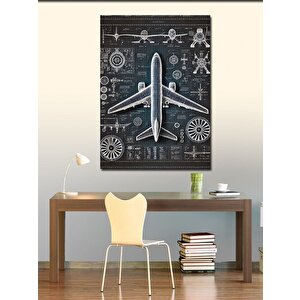 Kanvas Tablo Uçak Tasarım Şeması 50x70 cm