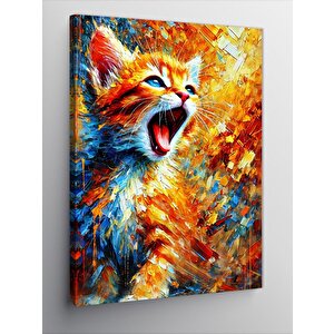 Kanvas Tablo Soyut Renkli Kedi 70x100 cm