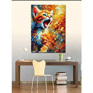 Kanvas Tablo Soyut Renkli Kedi 70x100 cm