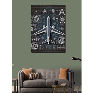 Kanvas Tablo Uçak Tasarım Şeması 70x100 cm