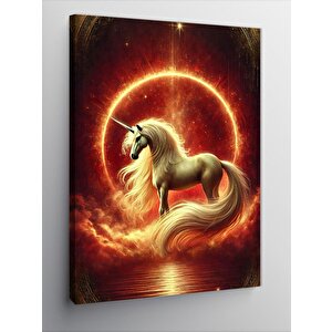 Kanvas Tablo Ateş Haleli Beyaz At 100x140 cm