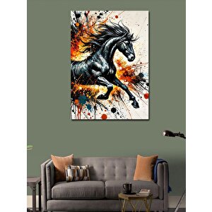 Kanvas Tablo Şahlanan Siyah At 70x100 cm