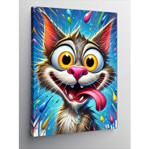 Kanvas Tablo Eğlenceli Yüzlü Kedi 50x70 cm