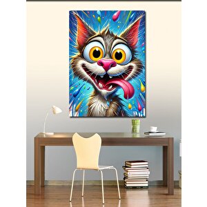 Kanvas Tablo Eğlenceli Yüzlü Kedi 50x70 cm