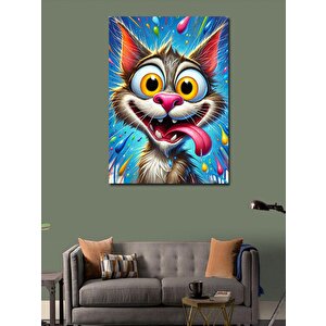 Kanvas Tablo Eğlenceli Yüzlü Kedi 50x70 cm