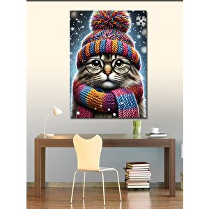 Kanvas Tablo Bere Takan Sevimli Kedi 100x140 cm