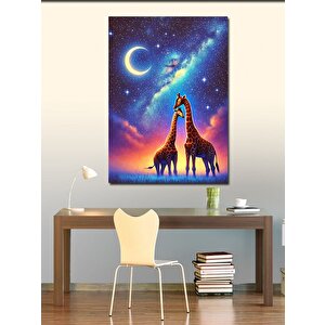 Kanvas Tablo Gece Ve Zürafalar 50x70 cm