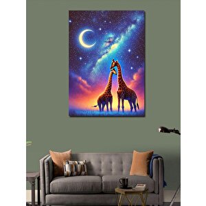 Kanvas Tablo Gece Ve Zürafalar 100x140 cm