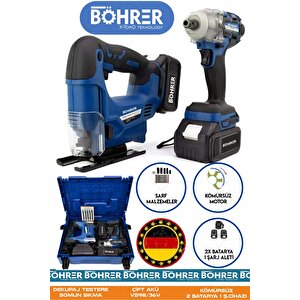 Alman Böhrer Çi̇ft Akülü Mavi̇ V598 Somun Sikma Maki̇nesi̇ + Dekupaj Testere Maki̇nesi̇