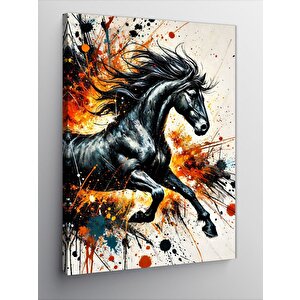 Kanvas Tablo Şahlanan Siyah At 100x140 cm