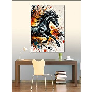 Kanvas Tablo Şahlanan Siyah At 100x140 cm