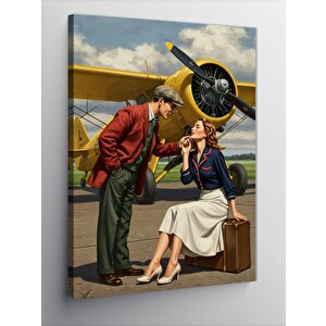 Kanvas Tablo Uçak Yanında Çift 70x100 cm