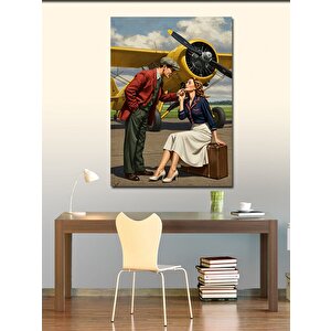 Kanvas Tablo Uçak Yanında Çift 100x140 cm
